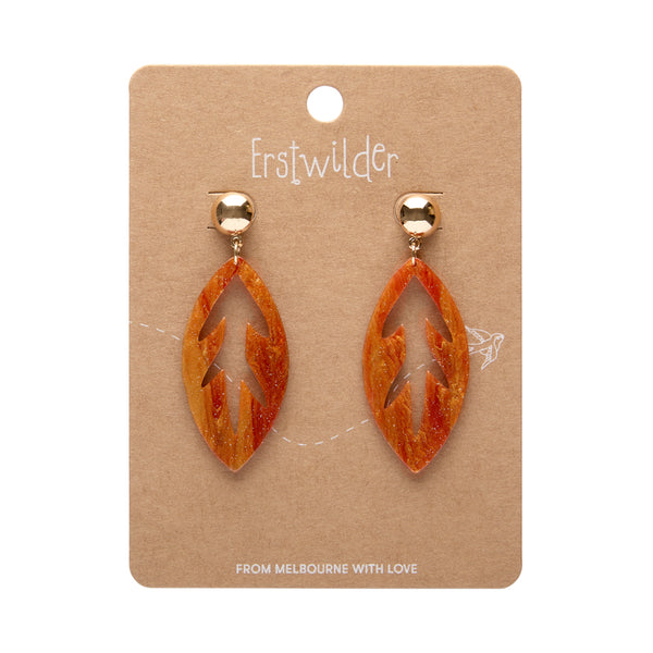 Leaf Drop Earrings – Orange