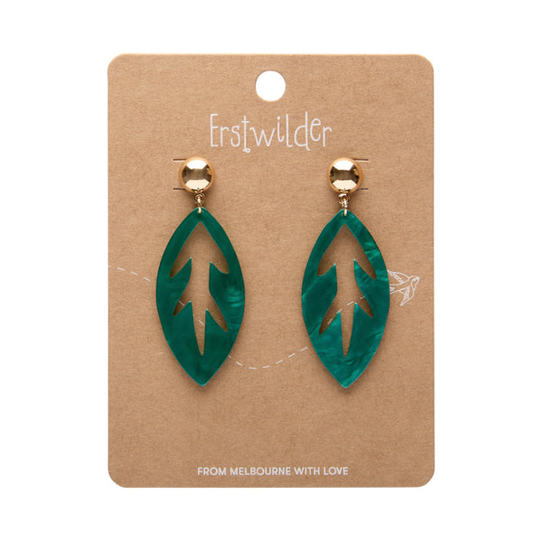 Leaf Drop Earrings – Teal