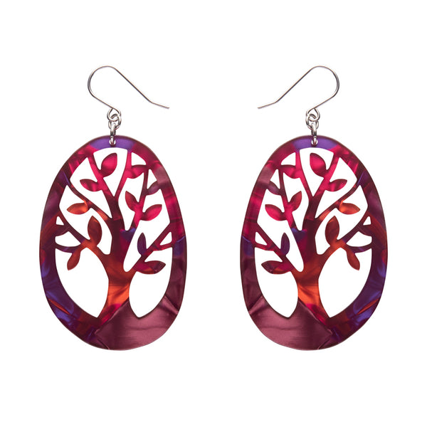 Tree Drop Earrings – Maroon