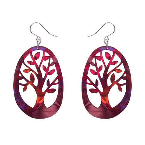 Tree Drop Earrings – Maroon