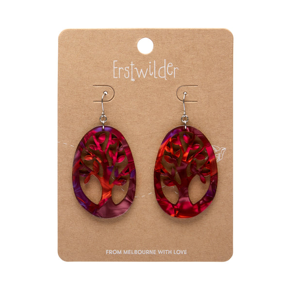 Tree Drop Earrings – Maroon
