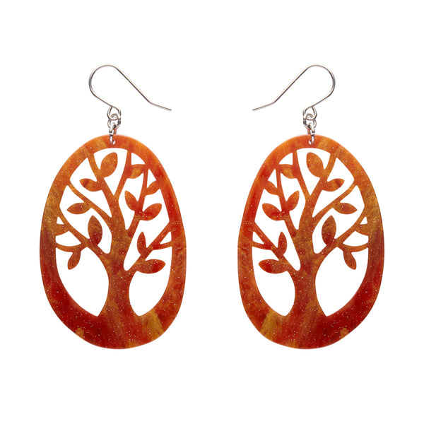 Tree Drop Earrings – Orange