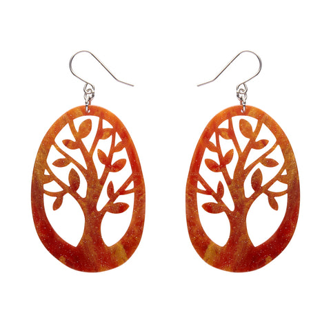 Tree Drop Earrings – Orange