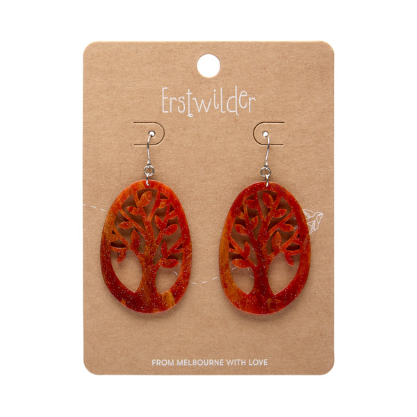 Tree Drop Earrings – Orange