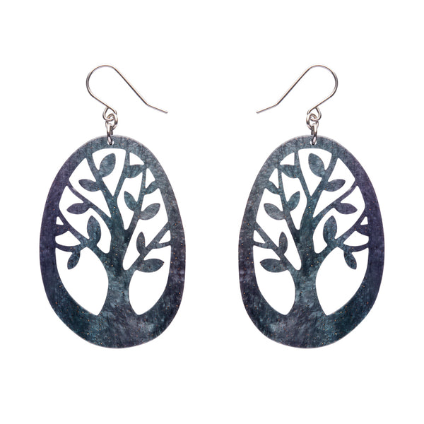 Tree Drop Earrings – Navy