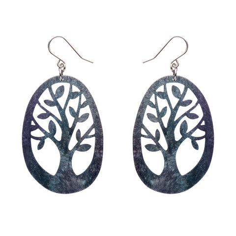 Tree Drop Earrings – Navy