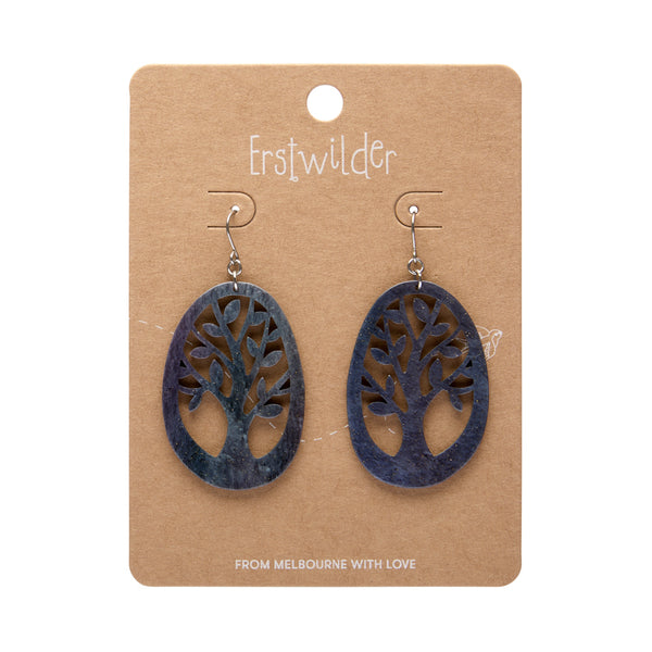 Tree Drop Earrings – Navy