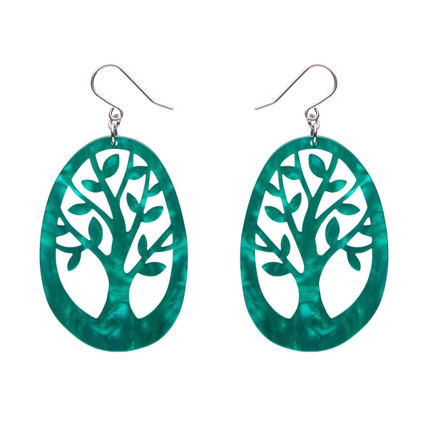 Tree Drop Earrings – Teal
