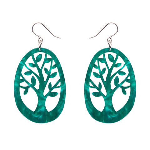 Tree Drop Earrings – Teal
