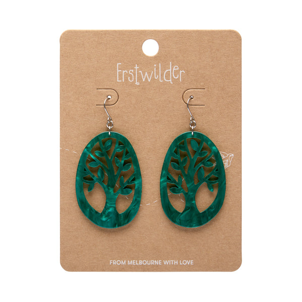 Tree Drop Earrings – Teal