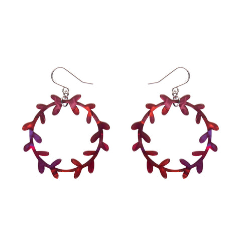 Wreath Drop Earrings – Maroon
