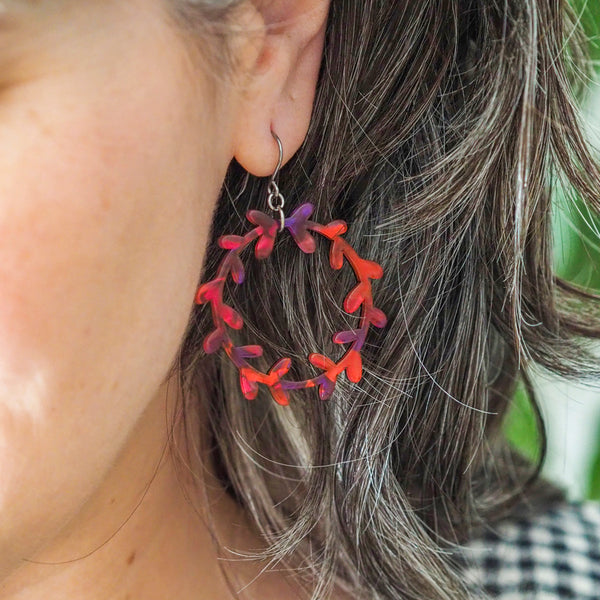 Wreath Drop Earrings – Maroon