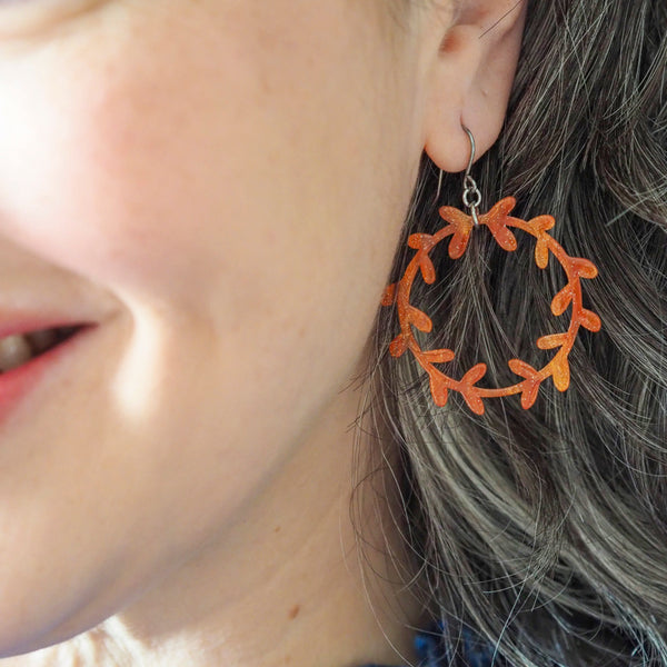 Wreath Drop Earrings – Orange