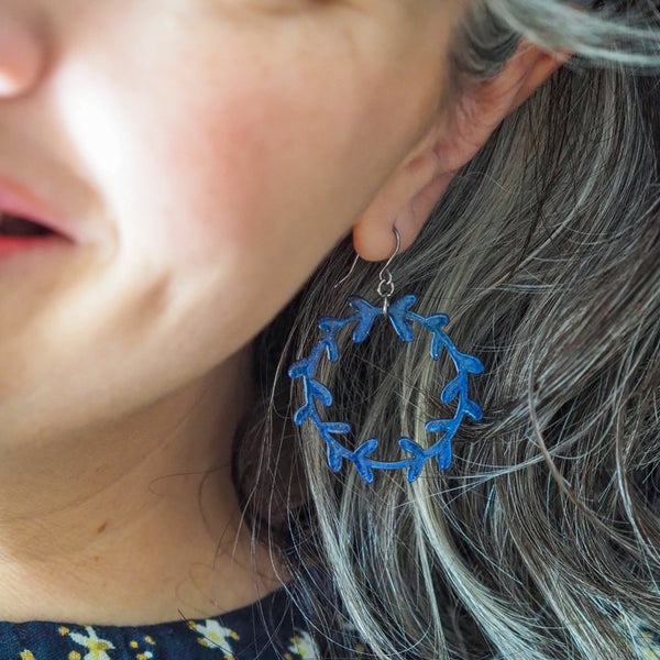 Wreath Drop Earrings – Navy