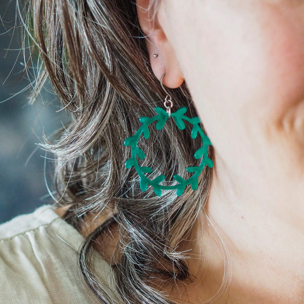 Wreath Drop Earrings – Teal