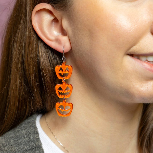 Halloween Pumpkins Drop Earrings - Orange