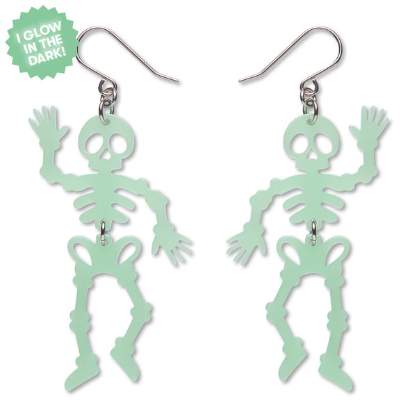 Dancing Skeletons Drop Earrings - Glow in the Dark
