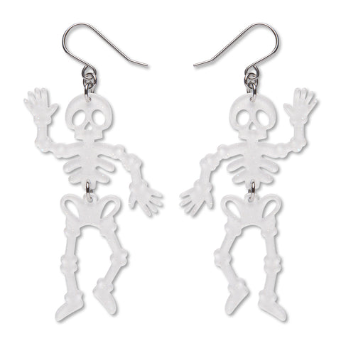 Dancing Skeletons Drop Earrings - White