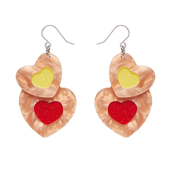 Lolly Heart Cookies Drop Earrings