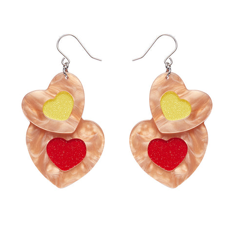 Lolly Heart Cookies Drop Earrings