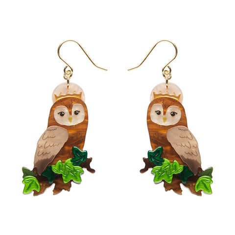 Regal Woodland Owl Drop Earrings