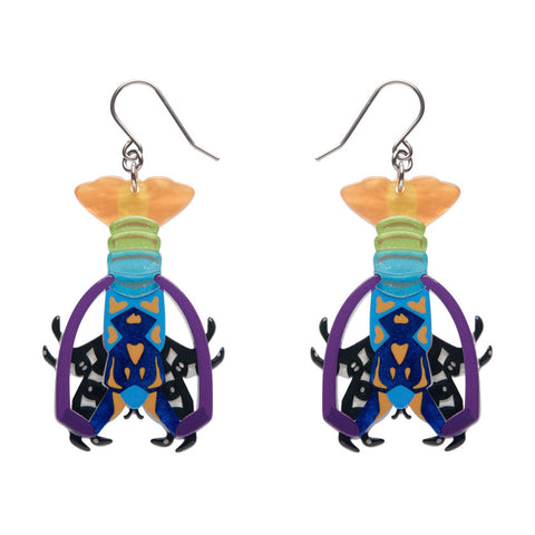 Tropical Rock Lobster Drop Earrings