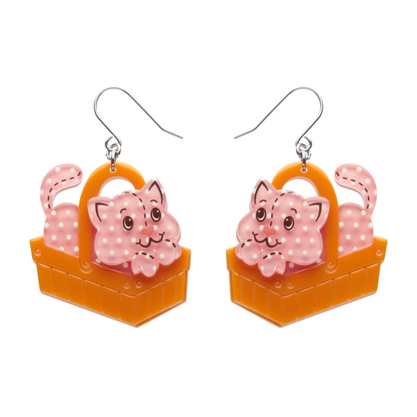 Cozy Custard Cat Drop Earrings