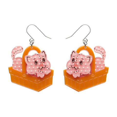 Cozy Custard Cat Drop Earrings