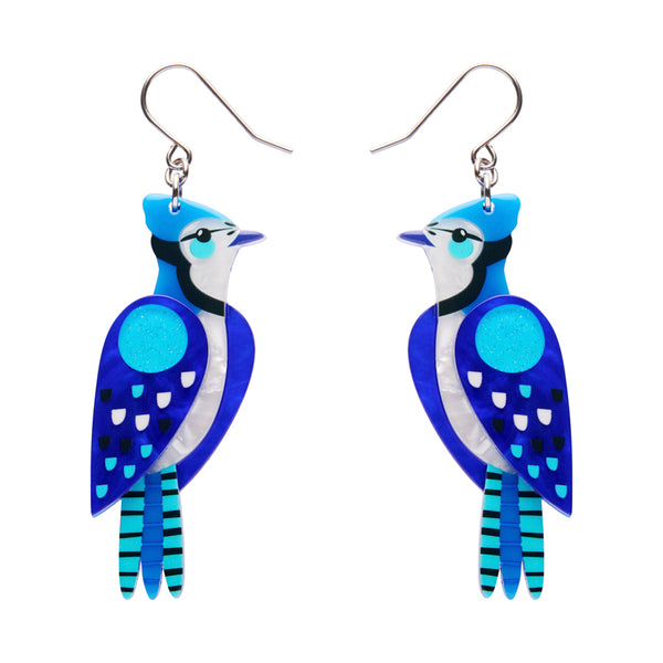 The Boisterous Blue Jay Drop Earrings