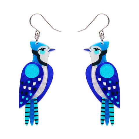 The Boisterous Blue Jay Drop Earrings