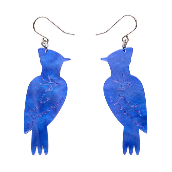 The Boisterous Blue Jay Drop Earrings