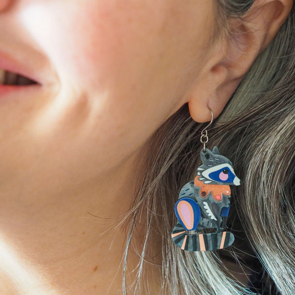 The Resourceful Raccoon Drop Earrings