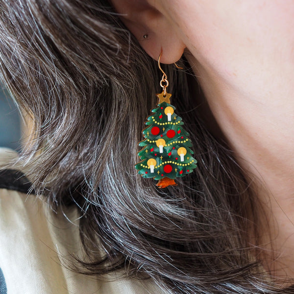 Christmas Tree Centre-Piece Drop Earrings