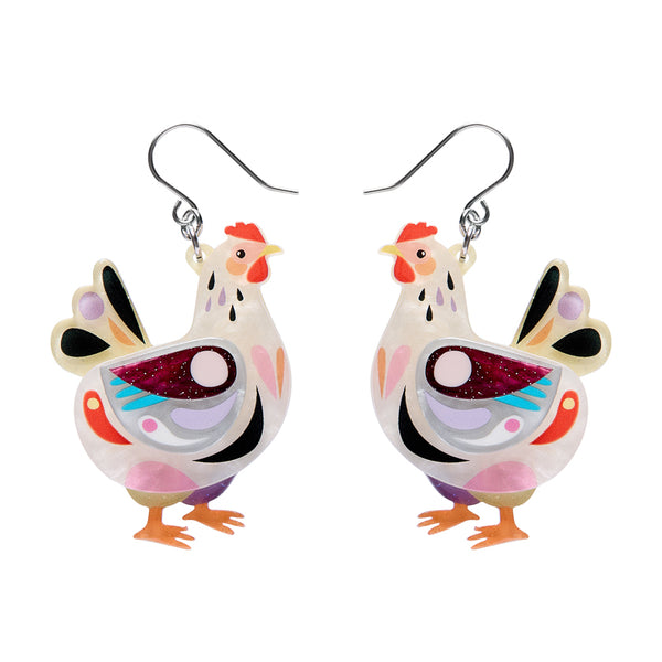 Clara the Chicken Drop Earrings