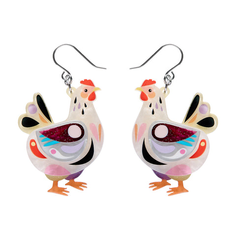 Clara the Chicken Drop Earrings