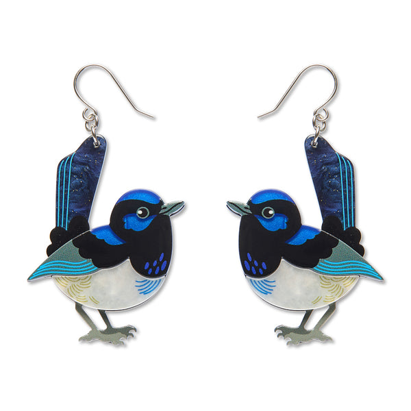 Superb Fairy Wren Drop Earrings