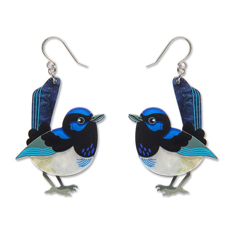Superb Fairy Wren Drop Earrings