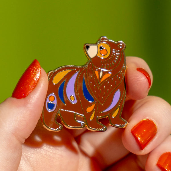 The Brawny Brown Bear Enamel Pin