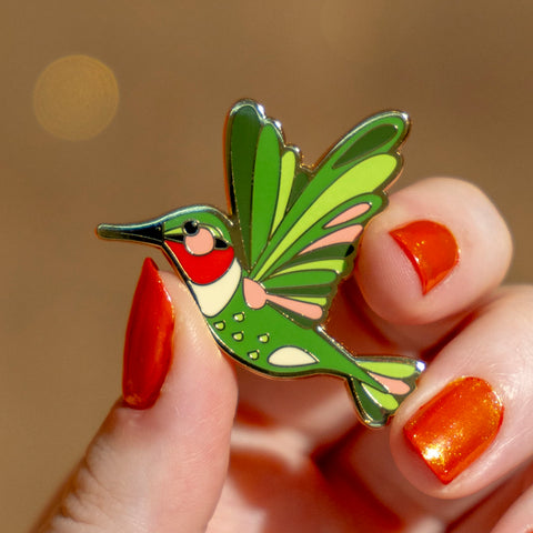 The Radiant Ruby-Throated Hummingbird Enamel Pin