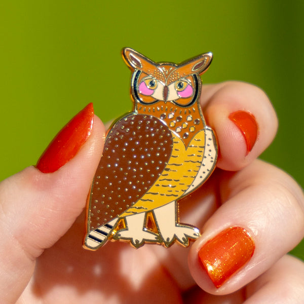 The Grand Great Horned Owl Enamel Pin