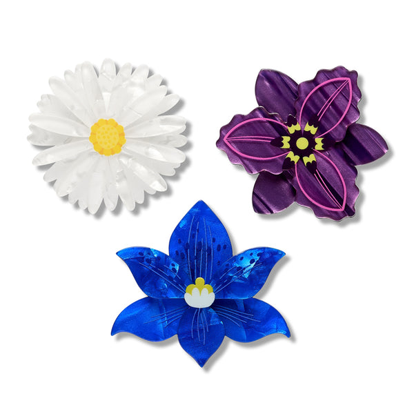 Assorted Flowers Hair Clips – 3 Piece