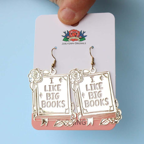 I Like Big Books Brass Dangle Earrings