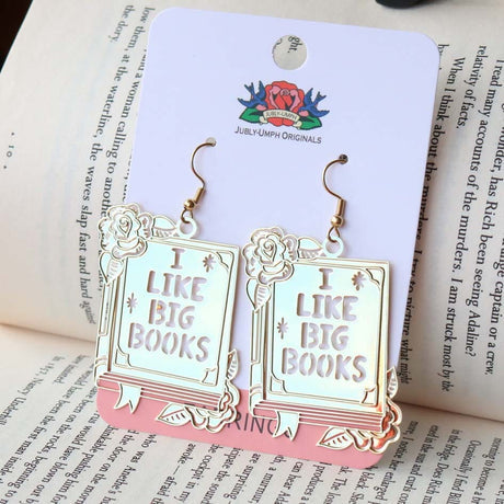 I Like Big Books Brass Dangle Earrings