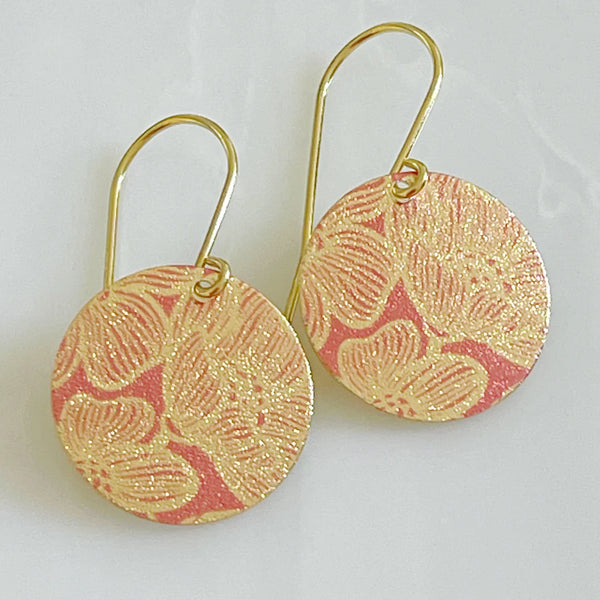 Claudia Patterned Disc Earrings - Soft Coral Pink