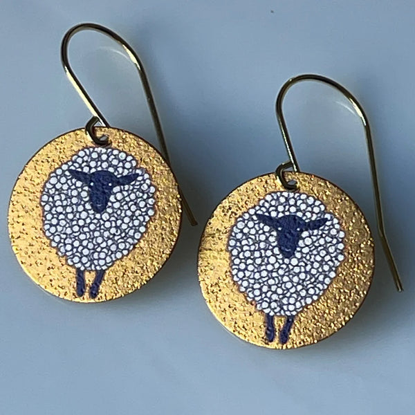 Dolly Patterned Disc Earrings - Golden Yellow