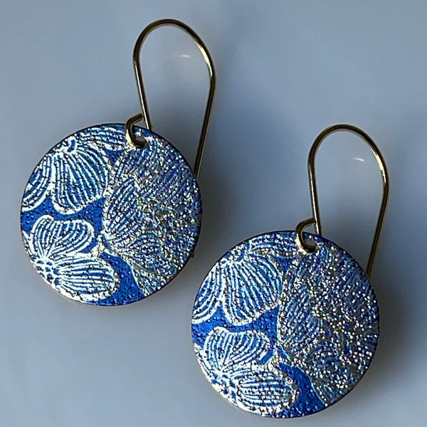 Claudia Patterned Disc Earrings - Denim Blue