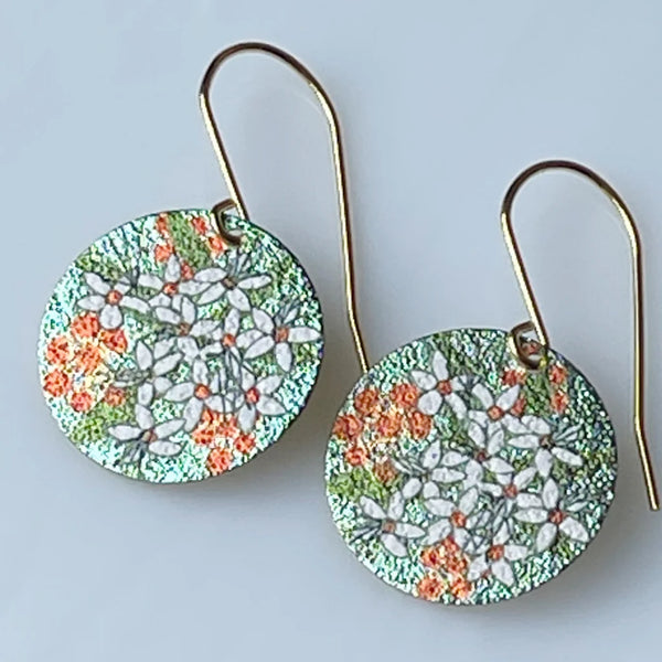Jen Conde Patterned Disc Earrings - Riceflowers Orange