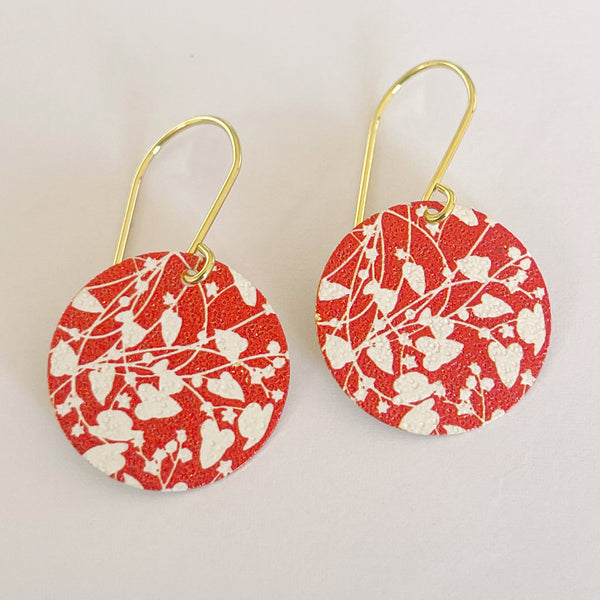 Jen Conde Raspberry Patterned Disc Earrings