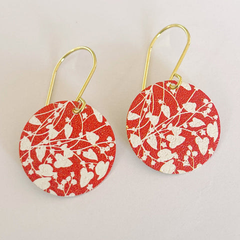 Jen Conde Raspberry Patterned Disc Earrings