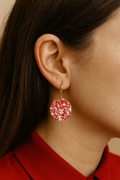 Jen Conde Raspberry Patterned Disc Earrings